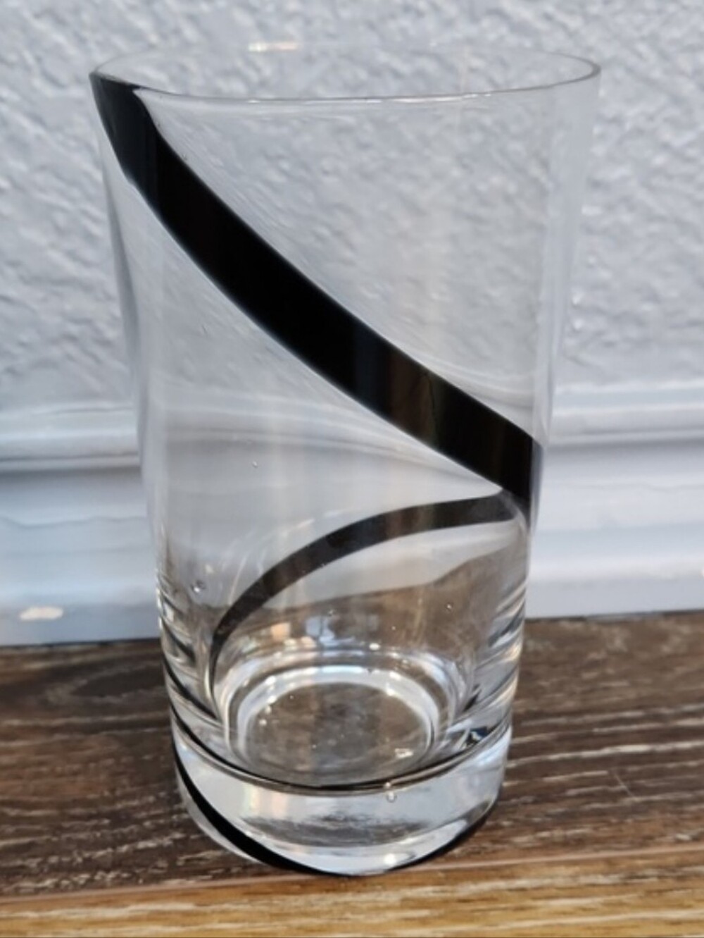 Clear Juice Glass Black Swirl